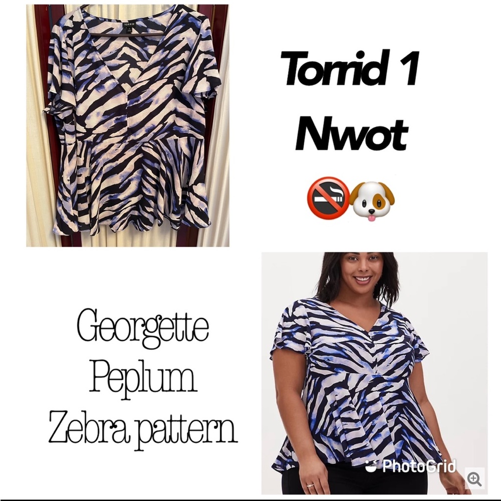 Torrid 1 Georgette Peplum Zebra Pattern Blouse. - image 1